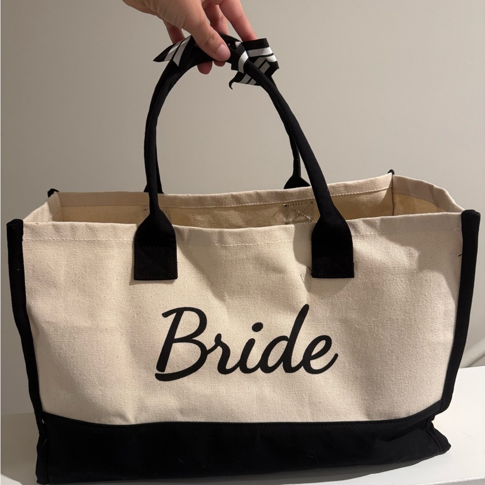Bride Canvas Tote Bag - Black and Cream